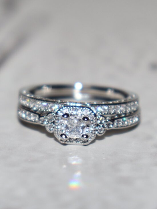 Vintagejelyfish Jewelry - 🤍✨ Silver Round Solitaire Bridal Set · Size 9.5 · NWOT